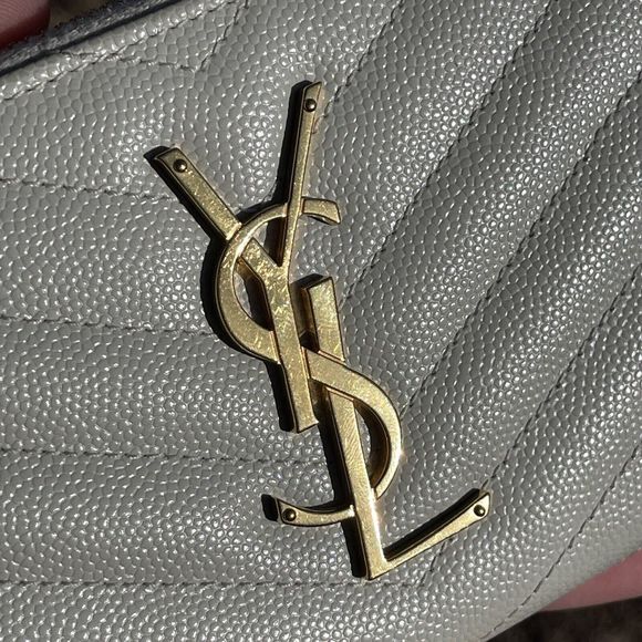 Saint Laurent YSL Cassandre Matelasse Zip Around Wallet Leather White And Gold - Picture 9 of 15